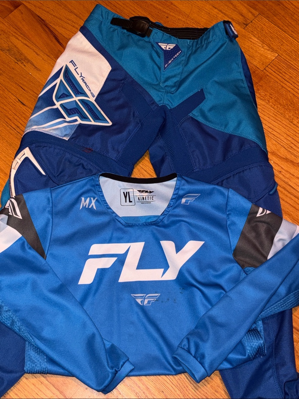 Fly Moto/ BMX racing outfit Youth Long Sleeve MX Jersey and Pants Set - Blue